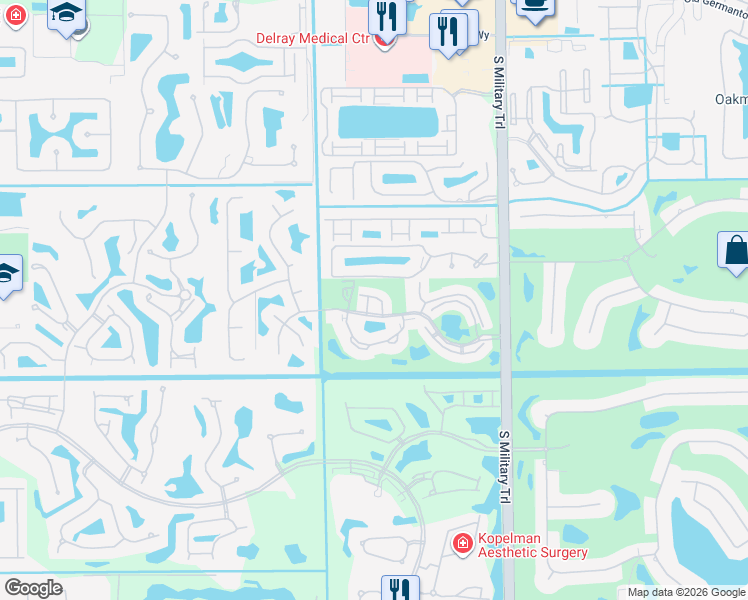 map of restaurants, bars, coffee shops, grocery stores, and more near 5414 10th Fairway Drive in Delray Beach