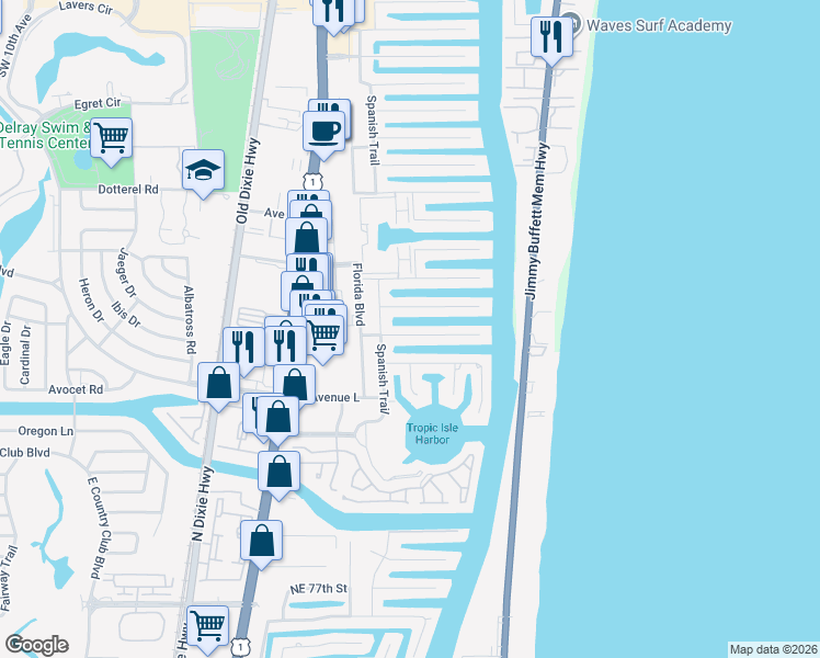 map of restaurants, bars, coffee shops, grocery stores, and more near 917 Iris Drive in Delray Beach