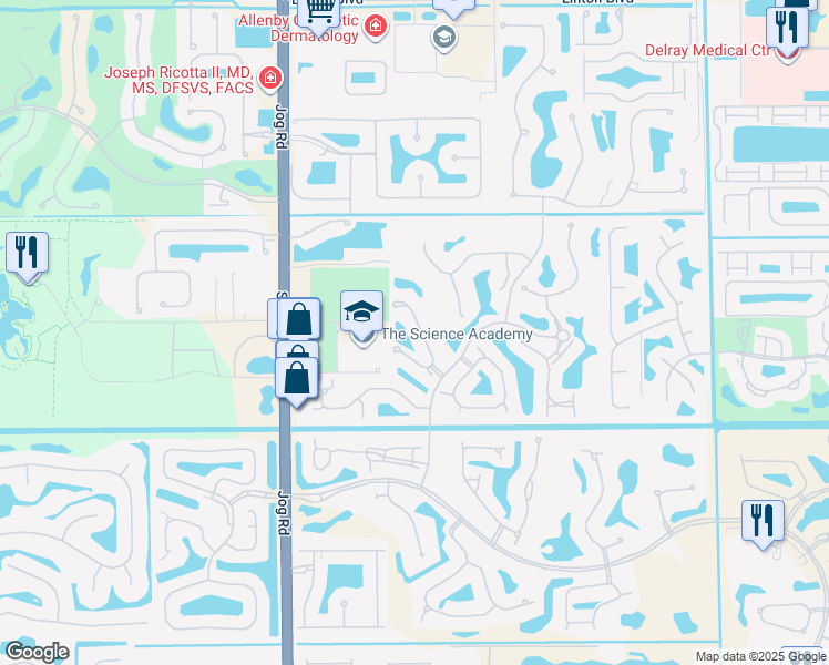 map of restaurants, bars, coffee shops, grocery stores, and more near 16795 Chartley Court in Delray Beach