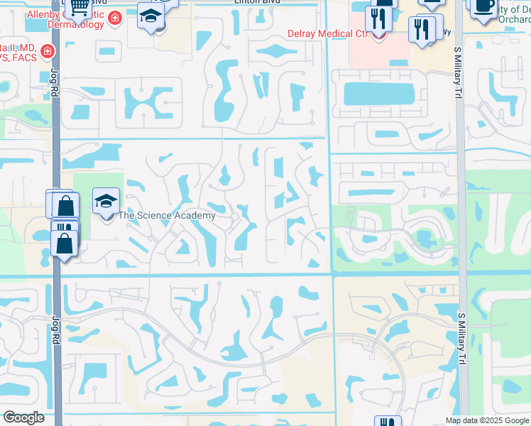 map of restaurants, bars, coffee shops, grocery stores, and more near Willow Creek Dr in Delray Beach