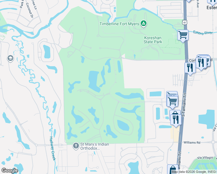 map of restaurants, bars, coffee shops, grocery stores, and more near 21430 Pelican Sound Drive in Estero
