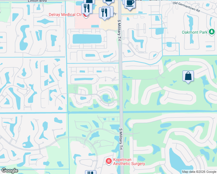 map of restaurants, bars, coffee shops, grocery stores, and more near 5225 Boca Delray Boulevard in Delray Beach