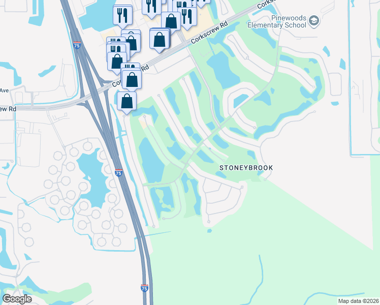 map of restaurants, bars, coffee shops, grocery stores, and more near 21667 Berwhich Run in Estero