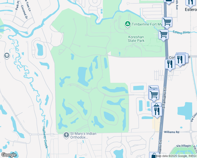 map of restaurants, bars, coffee shops, grocery stores, and more near 21400 Pelican Sound Drive in Estero