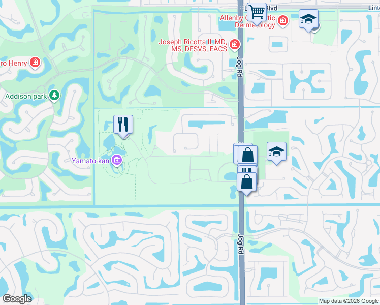 map of restaurants, bars, coffee shops, grocery stores, and more near 6718 Royal Orchid Circle in Delray Beach