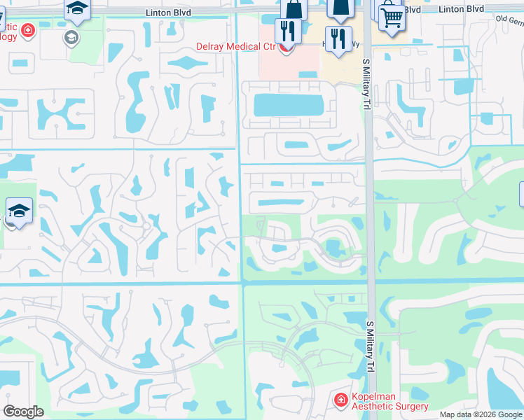 map of restaurants, bars, coffee shops, grocery stores, and more near 5405 Monterey Circle in Delray Beach