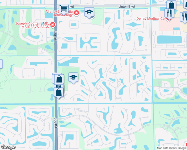 map of restaurants, bars, coffee shops, grocery stores, and more near 16701 Echo Hollow Cir in Delray Beach