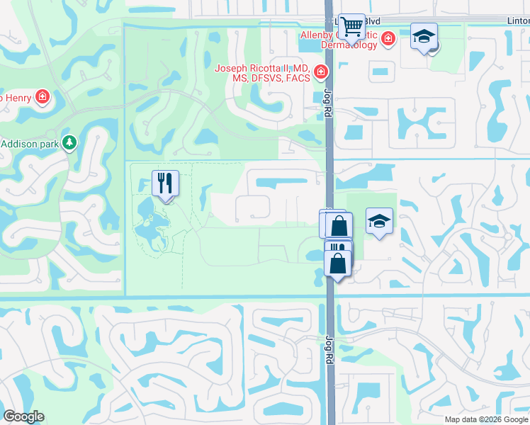 map of restaurants, bars, coffee shops, grocery stores, and more near 6766 Royal Orchid Circle in Delray Beach