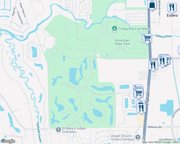map of restaurants, bars, coffee shops, grocery stores, and more near 21330 Pelican Sound Drive in Estero