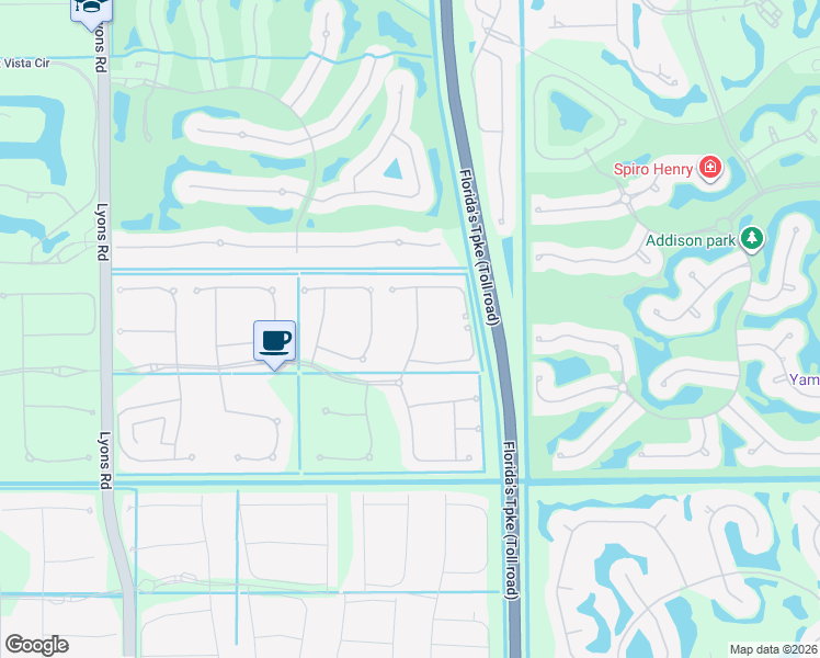 map of restaurants, bars, coffee shops, grocery stores, and more near 16578 Ambassador Bridge Road in Delray Beach