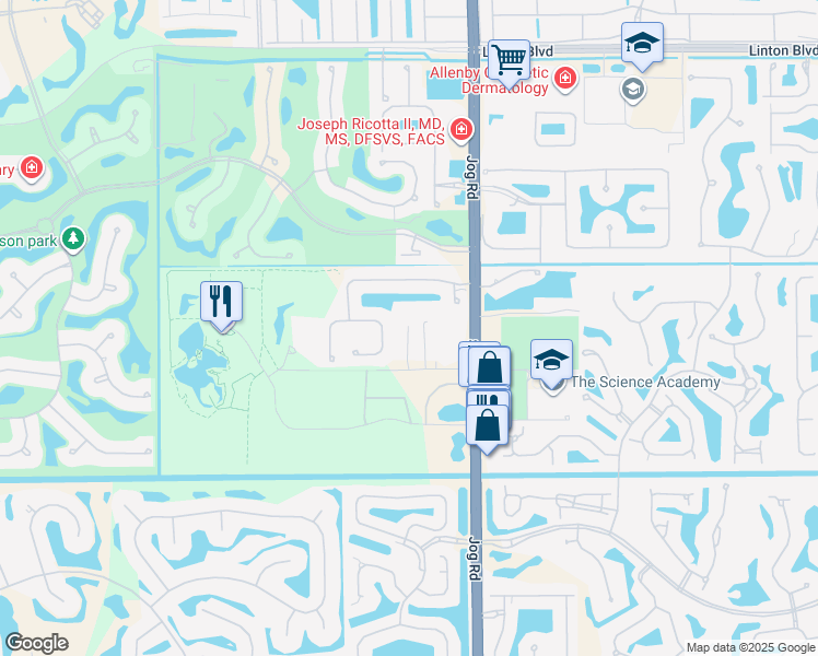 map of restaurants, bars, coffee shops, grocery stores, and more near 6708 Royal Orchid Circle in Delray Beach