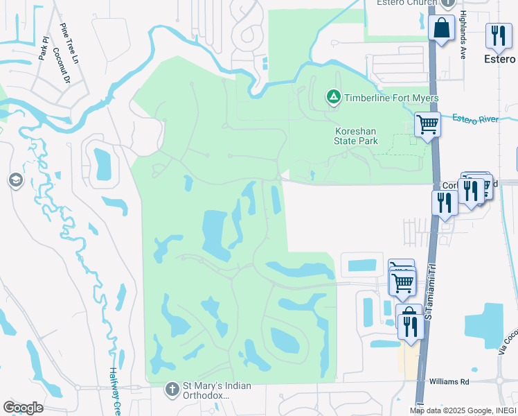 map of restaurants, bars, coffee shops, grocery stores, and more near 21290 Pelican Sound Drive in Estero