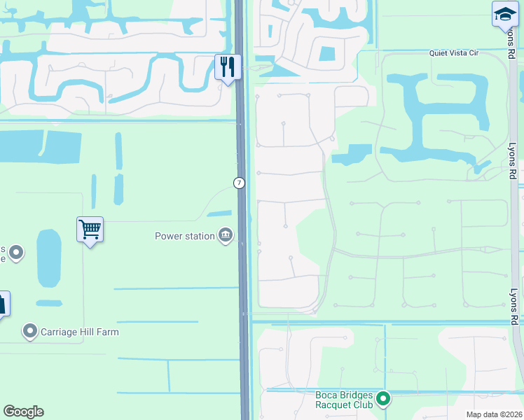 map of restaurants, bars, coffee shops, grocery stores, and more near 9820 Rennes Lane in Delray Beach