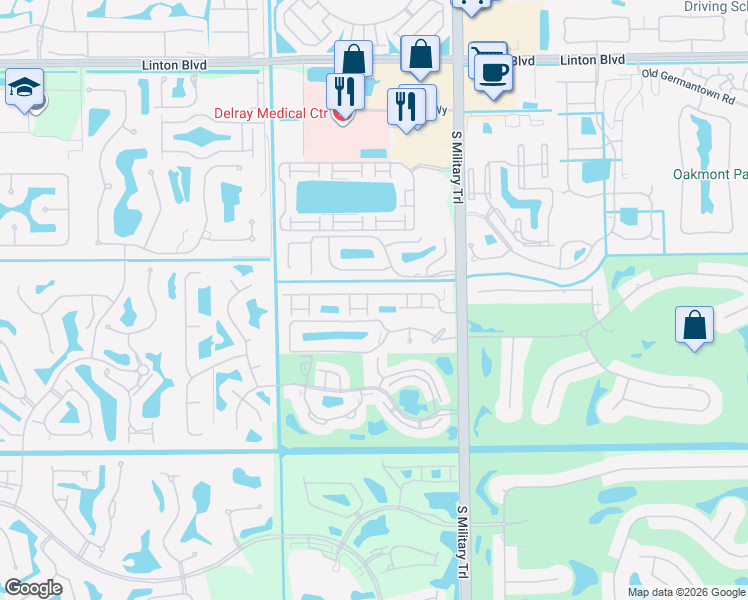 map of restaurants, bars, coffee shops, grocery stores, and more near 5176 Ventura Drive in Delray Beach