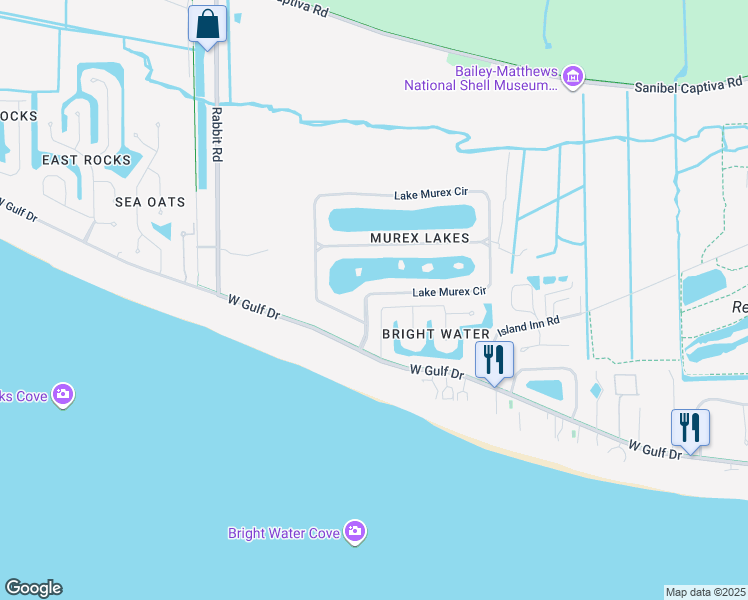 map of restaurants, bars, coffee shops, grocery stores, and more near 426 Lake Murex Circle in Sanibel