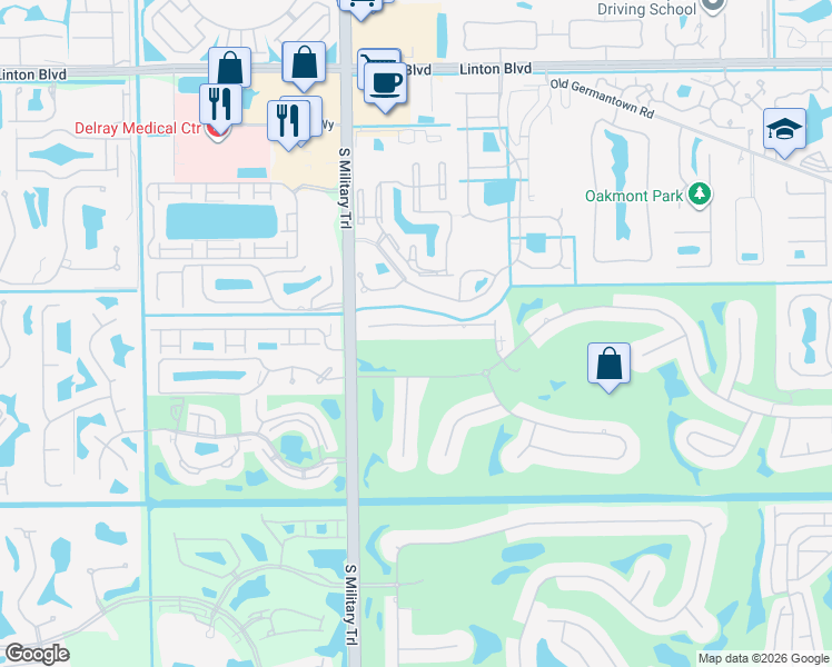 map of restaurants, bars, coffee shops, grocery stores, and more near 4840 Cherry Laurel Lane in Delray Beach