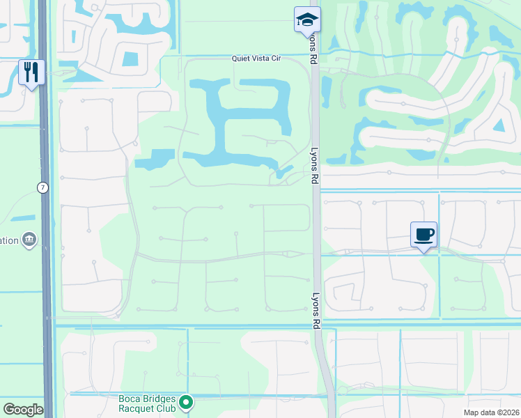 map of restaurants, bars, coffee shops, grocery stores, and more near 9566 Eden Roc Court in Delray Beach