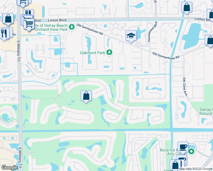map of restaurants, bars, coffee shops, grocery stores, and more near 4237 Live Oak Boulevard in Delray Beach