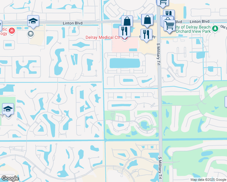 map of restaurants, bars, coffee shops, grocery stores, and more near 5320 Ventura Drive in Delray Beach