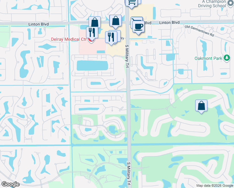 map of restaurants, bars, coffee shops, grocery stores, and more near 5080 Ventura Drive in Delray Beach