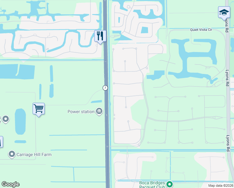 map of restaurants, bars, coffee shops, grocery stores, and more near 9820 Rennes Lane in Delray Beach