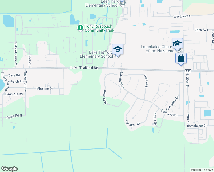 map of restaurants, bars, coffee shops, grocery stores, and more near 1305 Bush Street West in Immokalee