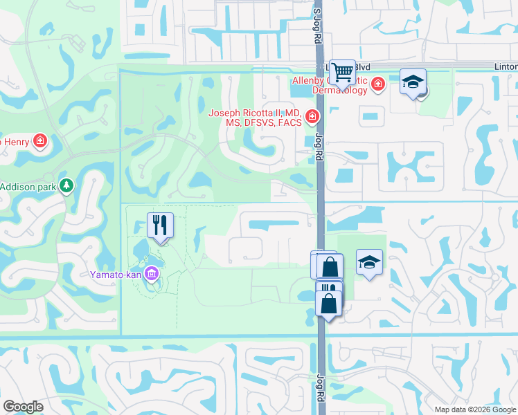 map of restaurants, bars, coffee shops, grocery stores, and more near 6629 Grande Orchid Way in Delray Beach