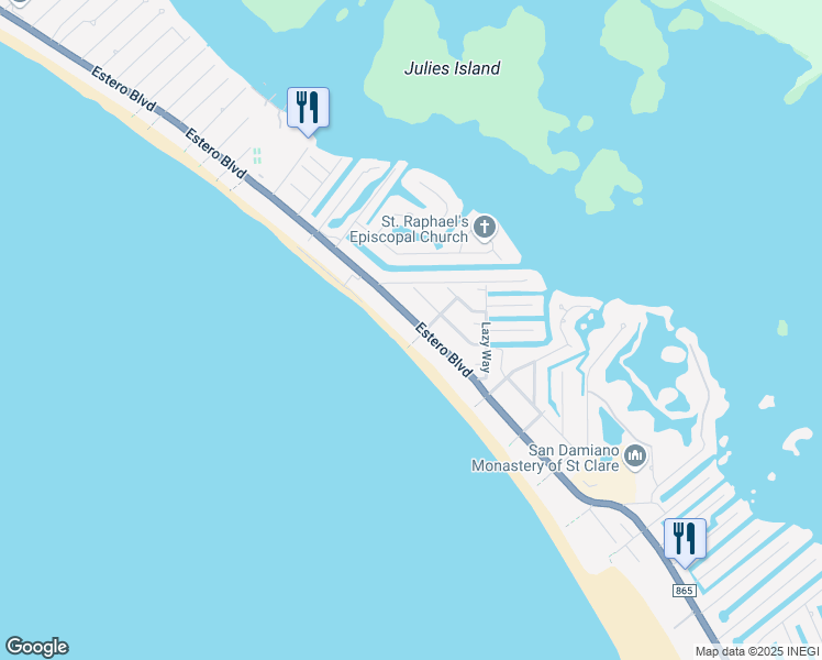 map of restaurants, bars, coffee shops, grocery stores, and more near 5420 Estero Boulevard in Fort Myers Beach