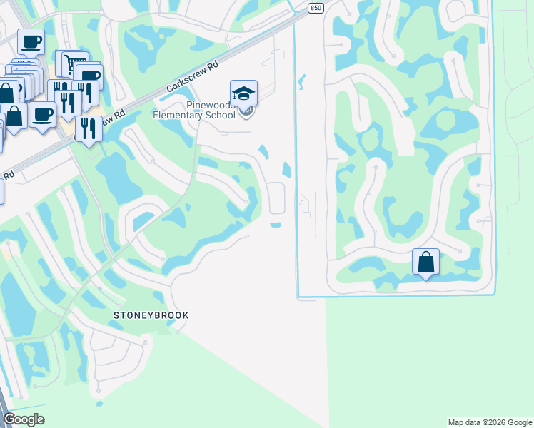 map of restaurants, bars, coffee shops, grocery stores, and more near 21232 Braxfield Loop in Estero