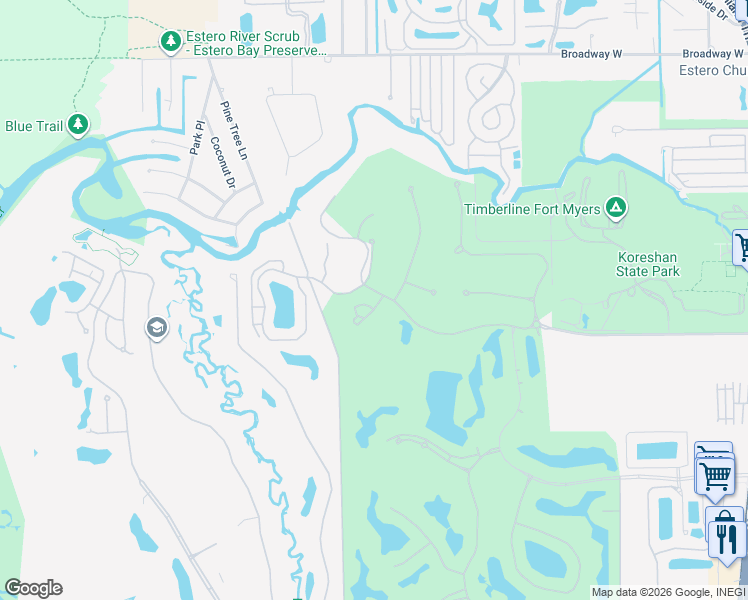 map of restaurants, bars, coffee shops, grocery stores, and more near 20801 Hammock Greens Lane in Estero
