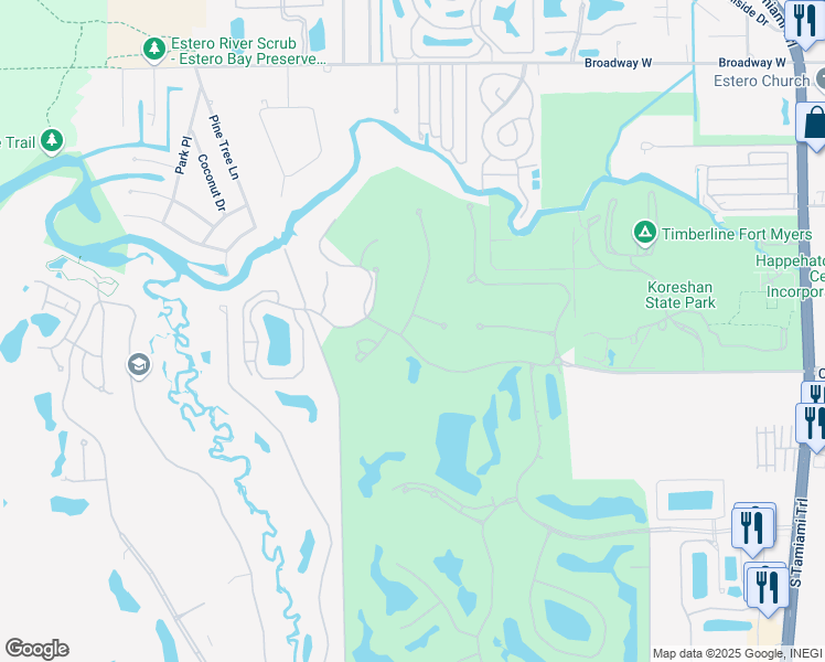 map of restaurants, bars, coffee shops, grocery stores, and more near 20867 Gleneagles Links Drive in Estero