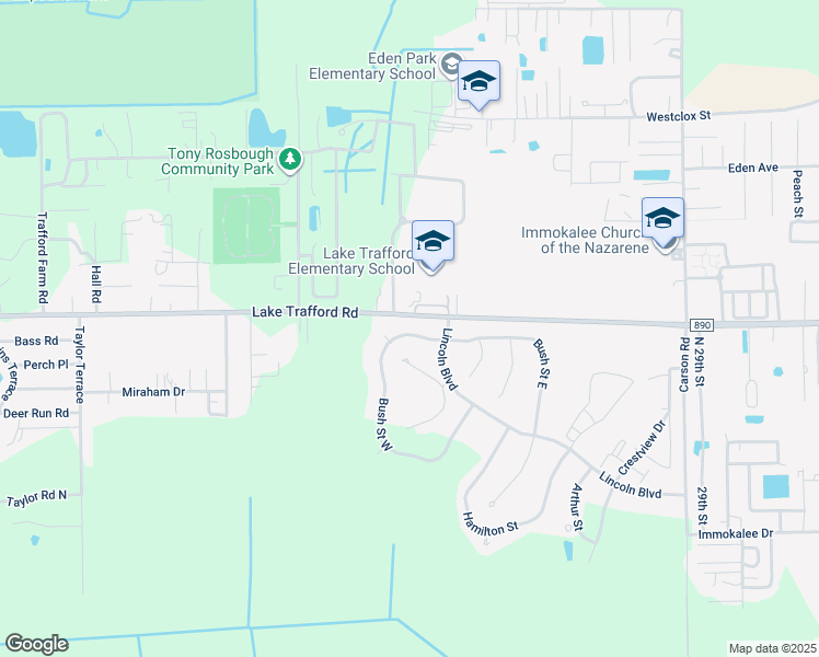 map of restaurants, bars, coffee shops, grocery stores, and more near 1254 Bush Street West in Immokalee