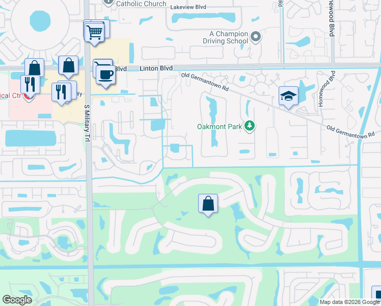 map of restaurants, bars, coffee shops, grocery stores, and more near 4651 Hammock Circle in Delray Beach