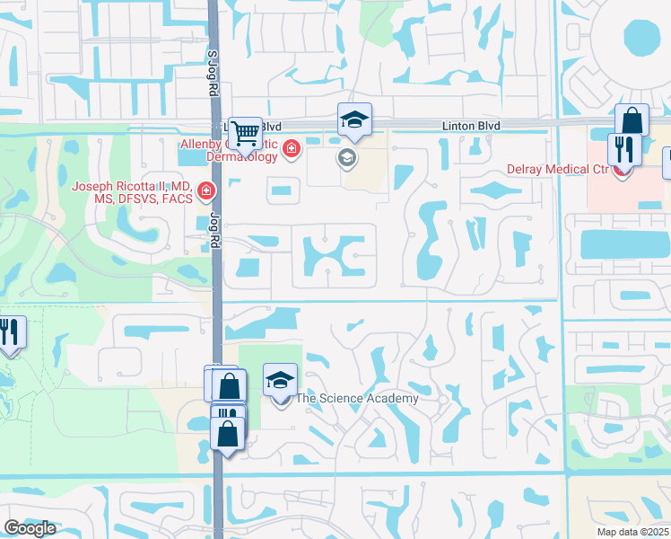 map of restaurants, bars, coffee shops, grocery stores, and more near 16360 Vía Fontana in Delray Beach