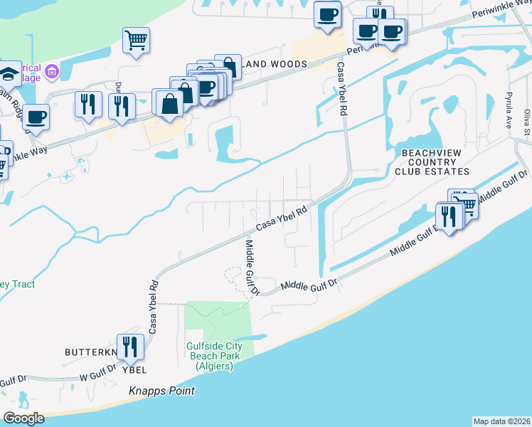 map of restaurants, bars, coffee shops, grocery stores, and more near 480 Whitehall Road in Sanibel