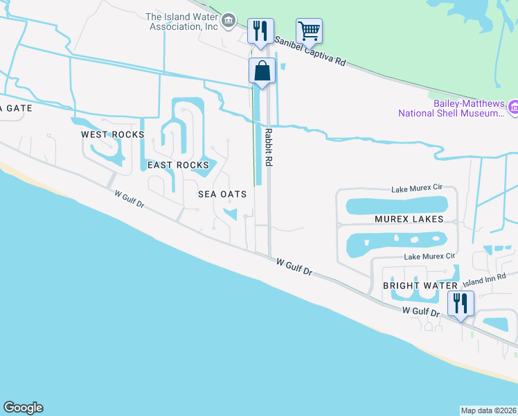 map of restaurants, bars, coffee shops, grocery stores, and more near 482 Surf Sound Court in Sanibel
