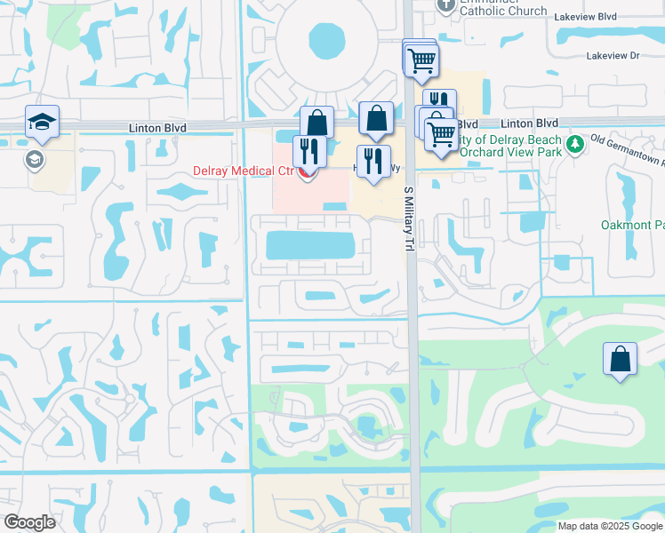 map of restaurants, bars, coffee shops, grocery stores, and more near 16413 Grape Way in Delray Beach