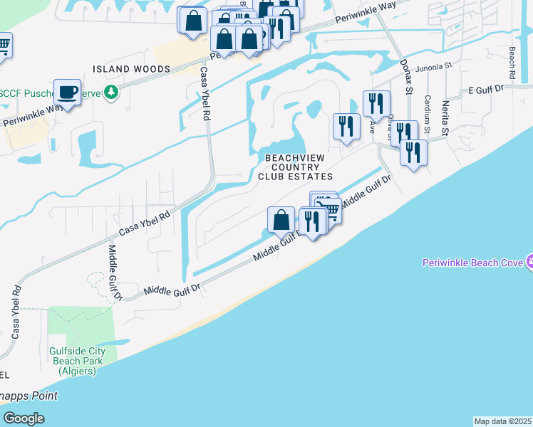 map of restaurants, bars, coffee shops, grocery stores, and more near 1241 Par View Drive in Sanibel