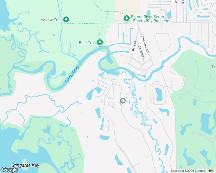map of restaurants, bars, coffee shops, grocery stores, and more near 19010 Ridgepoint Drive in Estero