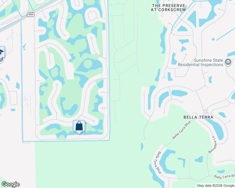 map of restaurants, bars, coffee shops, grocery stores, and more near 20549-20599 Wildcat Run Drive in Estero