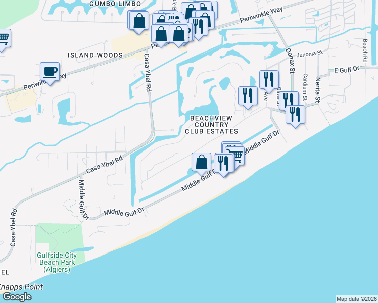 map of restaurants, bars, coffee shops, grocery stores, and more near 1241 Par View Drive in Sanibel
