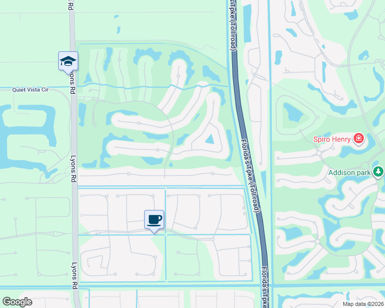 map of restaurants, bars, coffee shops, grocery stores, and more near 16354 Braeburn Ridge Trail in Delray Beach