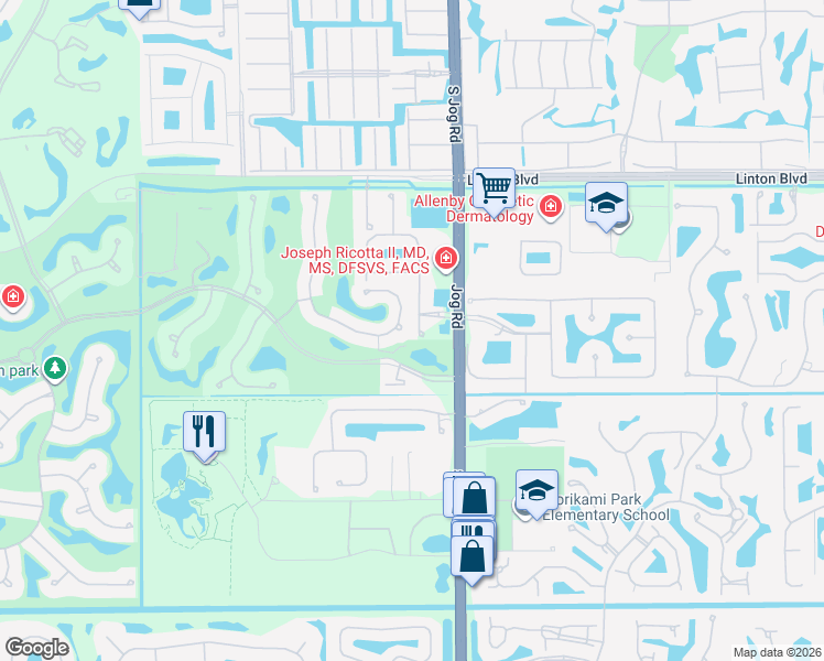map of restaurants, bars, coffee shops, grocery stores, and more near 16325 Bristol Pointe Drive in Delray Beach