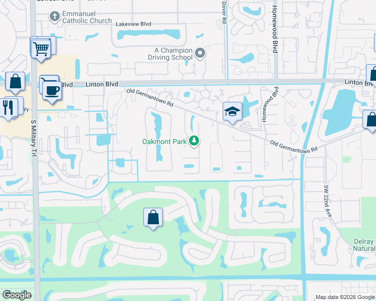 map of restaurants, bars, coffee shops, grocery stores, and more near 2209 Southwest 36th Terrace in Delray Beach