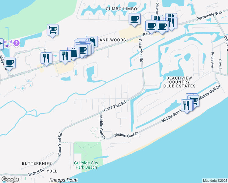 map of restaurants, bars, coffee shops, grocery stores, and more near 541 Leather Fern Place in Sanibel