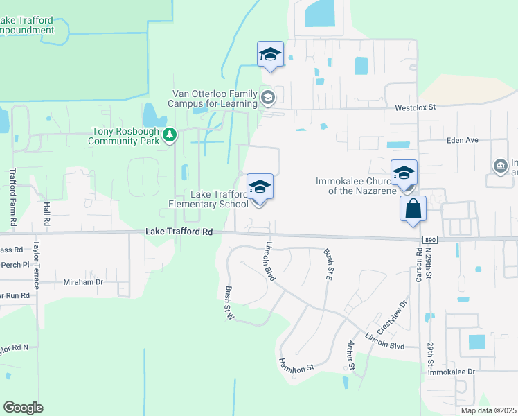 map of restaurants, bars, coffee shops, grocery stores, and more near 3500 Lake Trafford Road in Immokalee