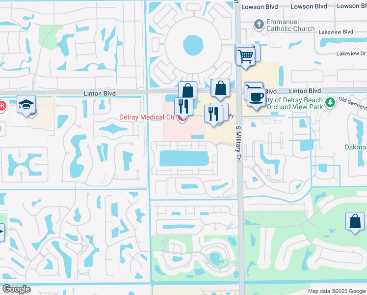 map of restaurants, bars, coffee shops, grocery stores, and more near 5268 Jog Lane in Delray Beach