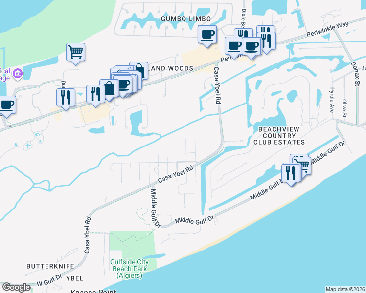 map of restaurants, bars, coffee shops, grocery stores, and more near 541 Leather Fern Place in Sanibel