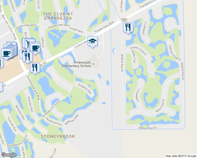 map of restaurants, bars, coffee shops, grocery stores, and more near 21171 Braxfield Loop in Estero