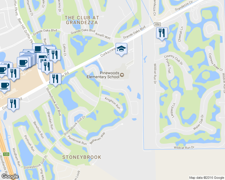 map of restaurants, bars, coffee shops, grocery stores, and more near 21128 Braxfield Loop in Estero